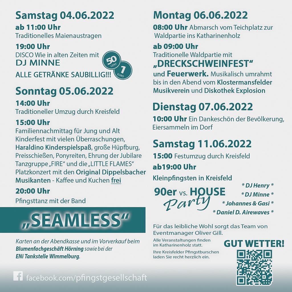 Mehr über den Artikel erfahren Programm Pfingsten 2022 in Kreisfeld